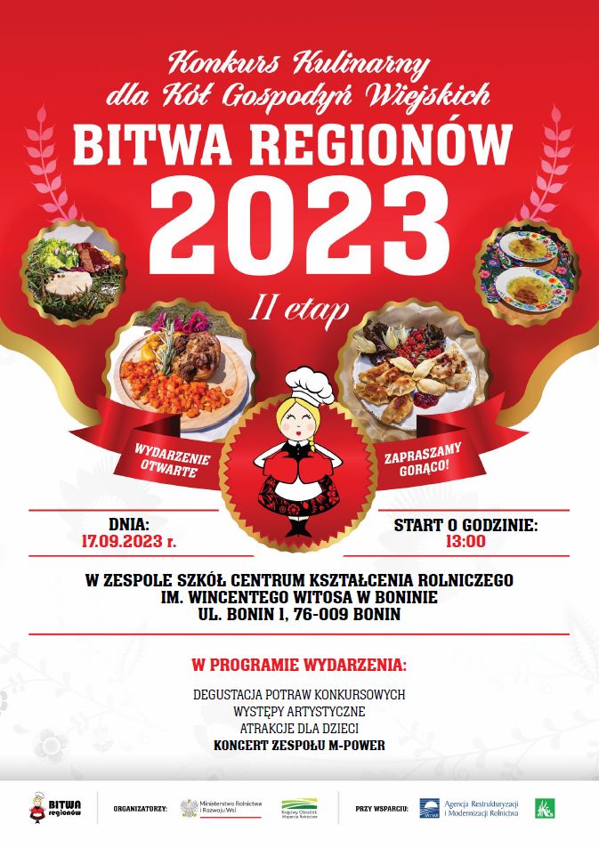 plakat promujący festyn Bitwa Regionów 2023 w Boninie